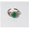 Image 1 : 17) STERLING SILVER EMERALD CUBIC ZIRCONIA RING