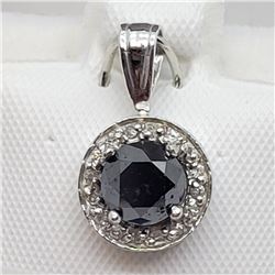 18) 14K WHITE GOLD BLACK & WHITE DIAMOND PENDANT