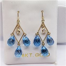 19) 14K YELLOW GOLD TOPAZ & SAPPHIRE EARRINGS