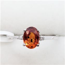 20) 10K WHITE GOLD ORANGE SAPPHIRE & DIAMOND RING