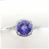 24) 10K WHITE GOLD TANZANITE & DIAMOND RING