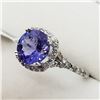 Image 2 : 24) 10K WHITE GOLD TANZANITE & DIAMOND RING