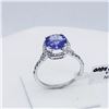 Image 4 : 24) 10K WHITE GOLD TANZANITE & DIAMOND RING