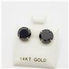 Image 3 : 25) 14K YELLOW GOLD BLACK DIAMOND EARRINGS