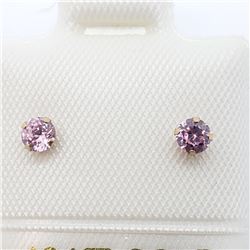 31) 10K YELLOW GOLD PINK CZ EARRINGS