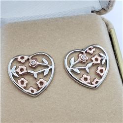 34) ROSE GOLD PLATED DIAMOND EARRINGS