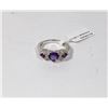 37) STERLING SILVER AMETHYST & CZ RING
