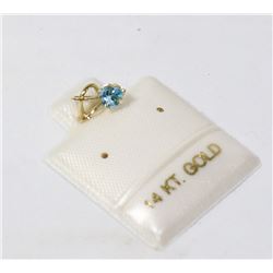 38) 14K YELLOW GOLD BLUE TOPAZ PENDANT
