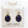 39) 14K YELLOW GOLD SAPPHIRE & DIAMOND EARRINGS