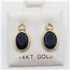 Image 3 : 39) 14K YELLOW GOLD SAPPHIRE & DIAMOND EARRINGS