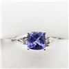 41) 10K WHITE GOLD TANZANITE & DIAMOND RING