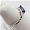 Image 3 : 41) 10K WHITE GOLD TANZANITE & DIAMOND RING