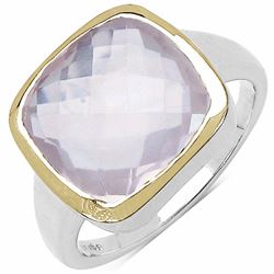 43) RHODIUM PLATED ROSE QUARTZ RING