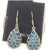 44) RHODIUM PLATED BLUE TOPAZ EARRINGS