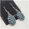 Image 2 : 44) RHODIUM PLATED BLUE TOPAZ EARRINGS