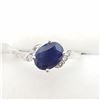 46) 10K WHITE GOLD SAPPHIRE & DIAMOND RING
