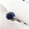 Image 2 : 46) 10K WHITE GOLD SAPPHIRE & DIAMOND RING