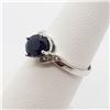 Image 4 : 46) 10K WHITE GOLD SAPPHIRE & DIAMOND RING