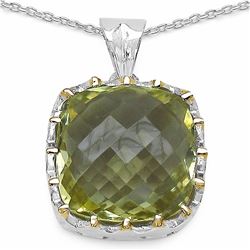 48) RHODIUM PLATED LEMON TOPAZ PENDANT