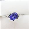 Image 1 : 49) 10K W. GOLD TANZANITE & BLUE DIAMOND RING