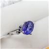 Image 2 : 49) 10K W. GOLD TANZANITE & BLUE DIAMOND RING