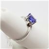 Image 3 : 49) 10K W. GOLD TANZANITE & BLUE DIAMOND RING