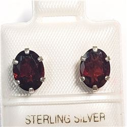 81) STERLING SILVER GARNET EARRINGS
