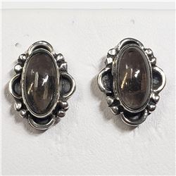 99) STERLING SILVER SMOKEY QUARTZ EARRINGS