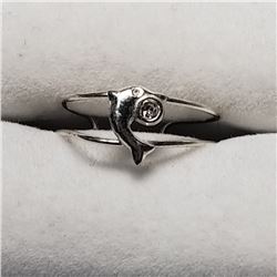 30)STERLING SILVER CZ DOLPHIN RING SIZE ADJUSTABLE