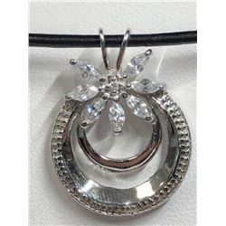 77) STERLING SILVER CUBIC ZIRCONIA NECKLACE