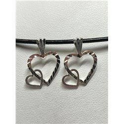 85) STERLING SILVER 2 HEART NECKLACE