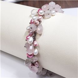 11) STERLING SILVER PEARL CUBIC ZIRCONIA BRACELET