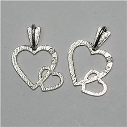 45) STERLING SILVER 2 HEARTS PENDANT