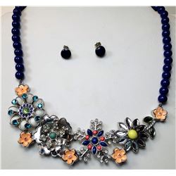 13)  SILVER TONE MULTI COLORED CRYSTAL &