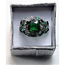 24)  SILVER TONE WITH 5 CT LAB CREATED