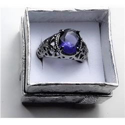 10)  BLACK RHODIUM PLATED OVAL PURPLE
