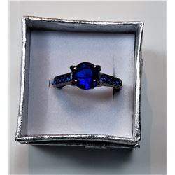 8)  BLACK RHODIUM PLATED BLUE SAPPHIRE