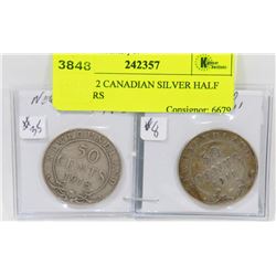 LOT OF 2 CANADIAN SILVER HALF DOLLARS