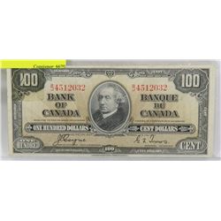 1937 CANADIAN 100 DOLLAR BILL