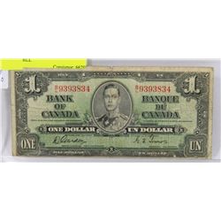 1937 CANADIAN KING GEORGE VI 1 DOLLAR BILL
