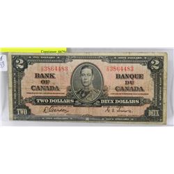 1937 CANADIAN KING GEORGE VI  2 DOLLAR BILL
