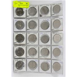 STOCK SHEET OF 20 CANADIAN ONE DOLLAR COINS