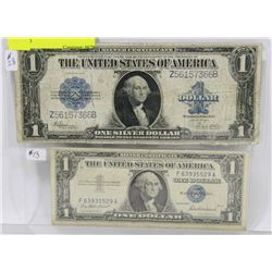 LOT OF 2 USA 1 DOLLAR BILLS 1957 AND 1923