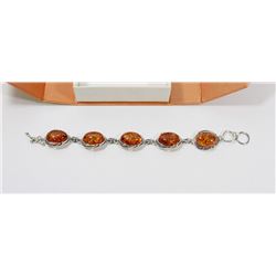 GENUINE BALTIC AMBER BRACELET, STERLING SILVER