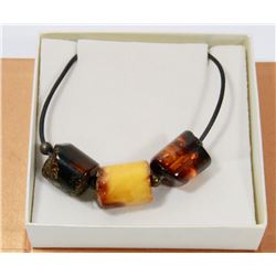 GENUINE BALTIC AMBER LEATHER CORD NECKLACE