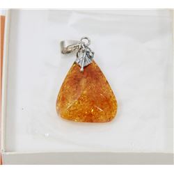 GENUINE BALTIC AMBER PENDANT, STERLING SETTING