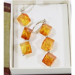 PAIR OF GENUINE BALTIC AMBER AND STERLING SILVER