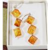 Image 1 : PAIR OF GENUINE BALTIC AMBER AND STERLING SILVER