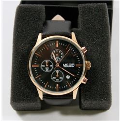 NEW MEGIR CALENDAR DATE WATCH, BLACK, WITH