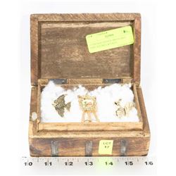 3 VINTAGE ESTATE BROACHES - FISH, SQUIREL & EASEL